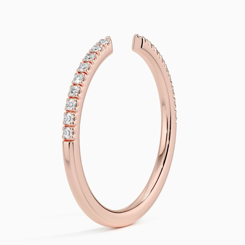 Minimalist Diamond Open Cuff Ring, Half Eternity Adjustable Ring, Stackable Diamond Band