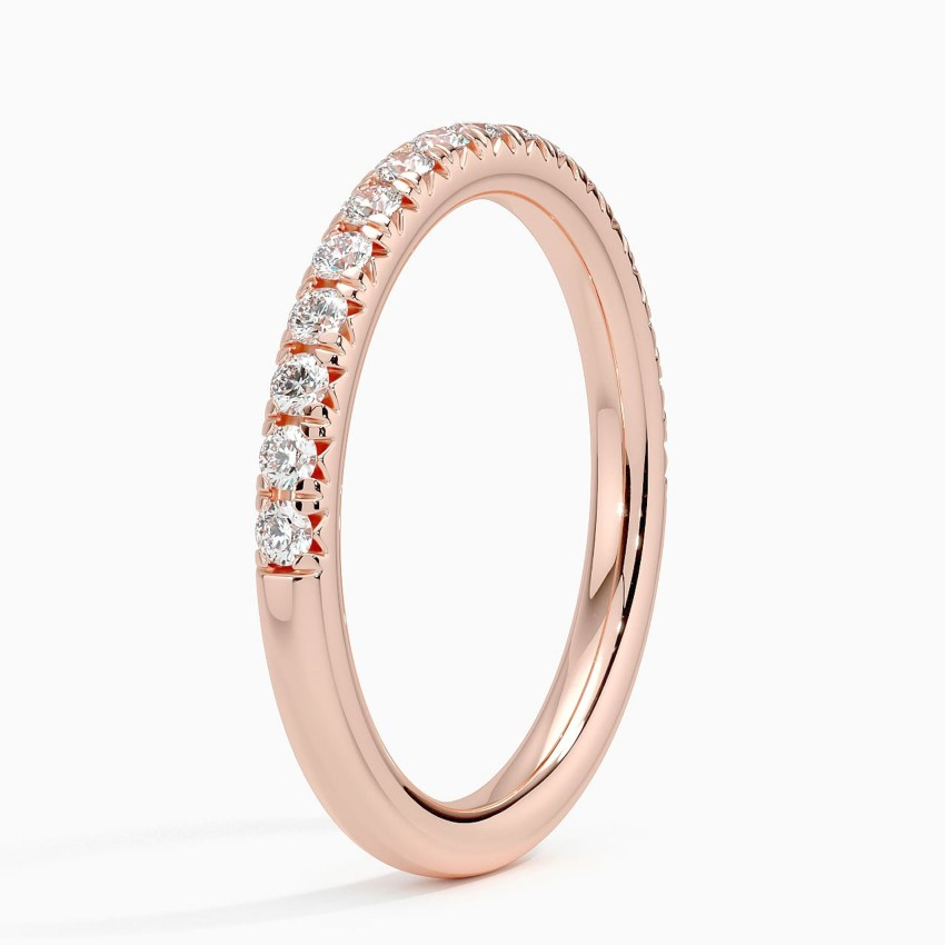 Diamond Half Eternity Ring, Thin Diamond Wedding Band, Solid Gold Stackable Ring