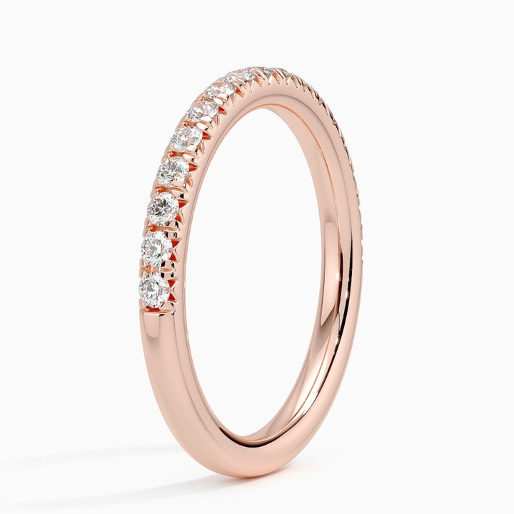 Diamond Half Eternity Ring, Thin Diamond Wedding Band, Solid Gold Stackable Ring