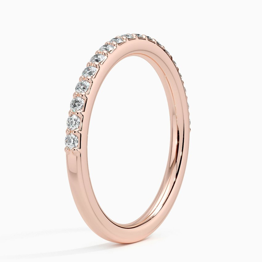 Minimalist Diamond Wedding Band Ring, Half Eternity Gold Ring, Stackable Diamond Ring