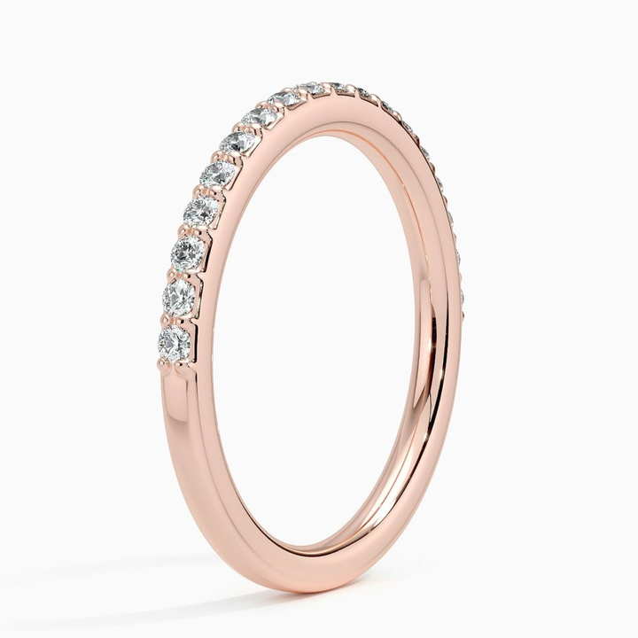 Minimalist Diamond Wedding Band Ring, Half Eternity Gold Ring, Stackable Diamond Ring