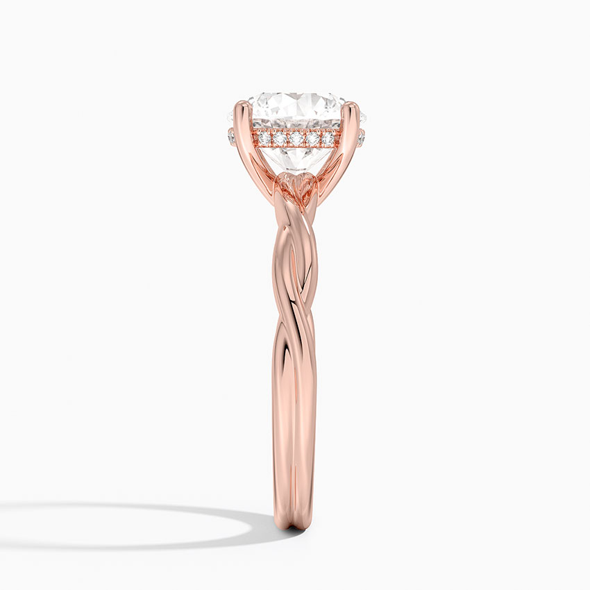 Round Cut Diamond Solitaire Engagement Ring, Twisted Band Ring, Elegant Promise Ring for Women