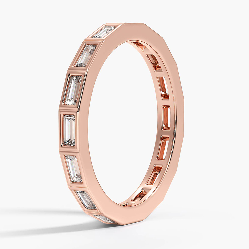 Baguette Diamond Eternity Band Ring, Minimalist Wedding Band, Anniversary Gift for Women