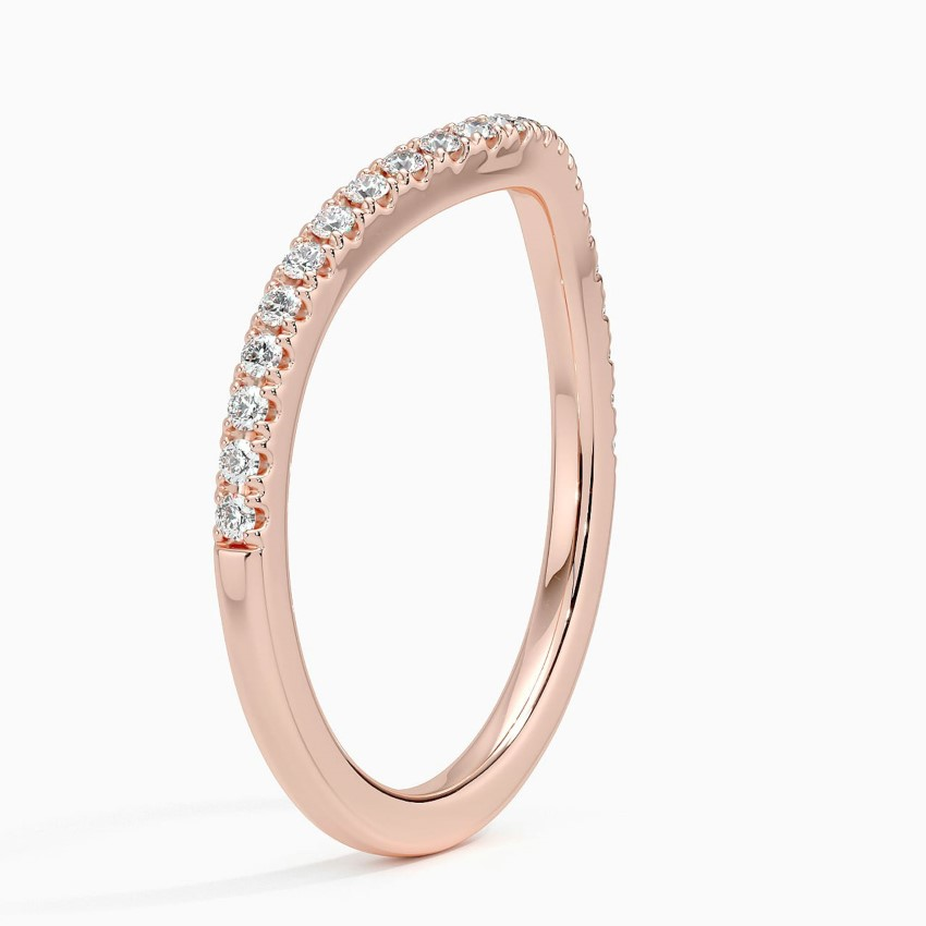 V Shape Diamond Wedding Band, Curved Chevron Diamond Ring, Stackable Wedding Ring