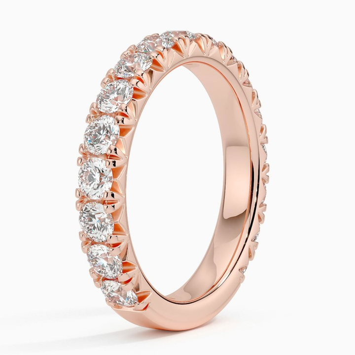 Round Cut Diamond Eternity Band Ring, Full Eternity Wedding Band, Solid Gold Stackable Ring
