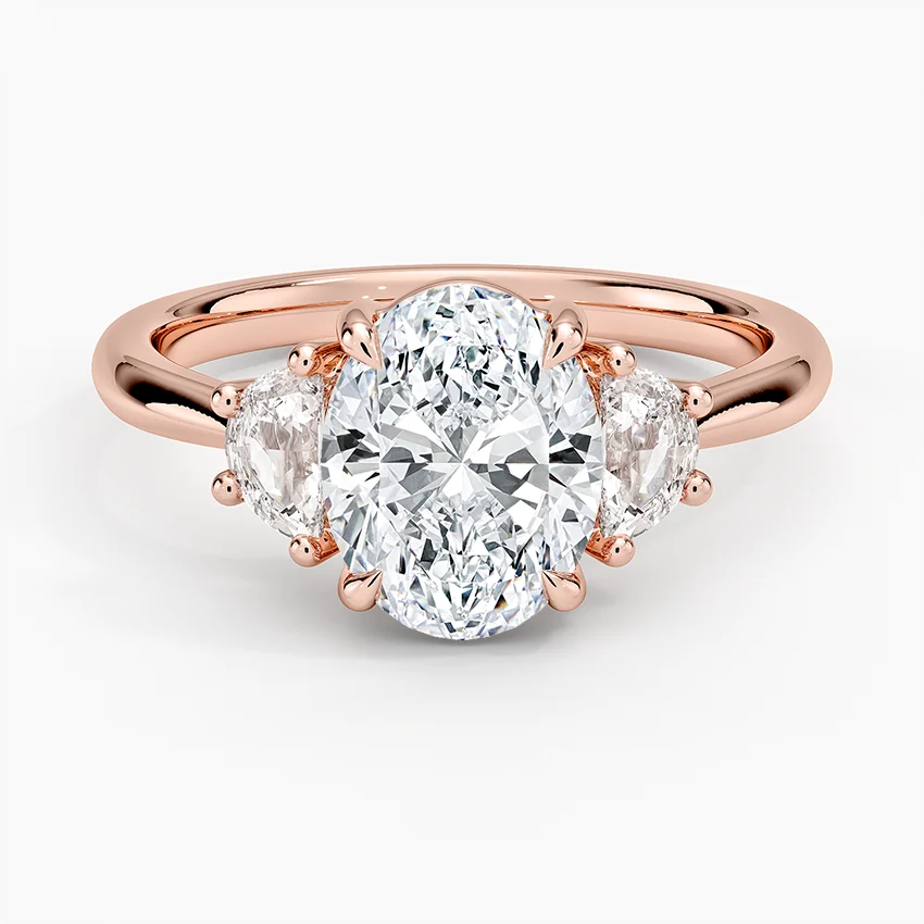 Oval Cut Three Stone Diamond Engagement Ring, Classic Trilogy Ring, Minimal Prong Setting