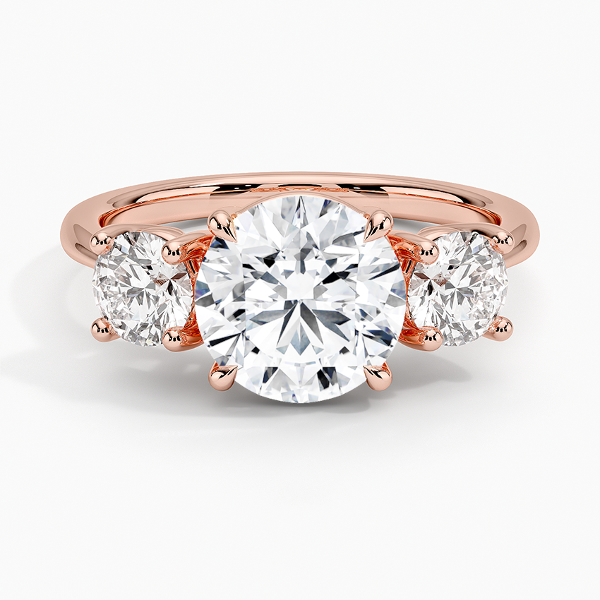 Three Stone Round Diamond Engagement Ring, Classic Trilogy Ring, Bridal Promise Ring