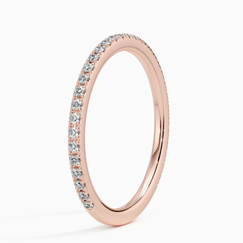 Minimalist Diamond Half Eternity Ring, Thin Pave Wedding Band, Stackable Gold Ring