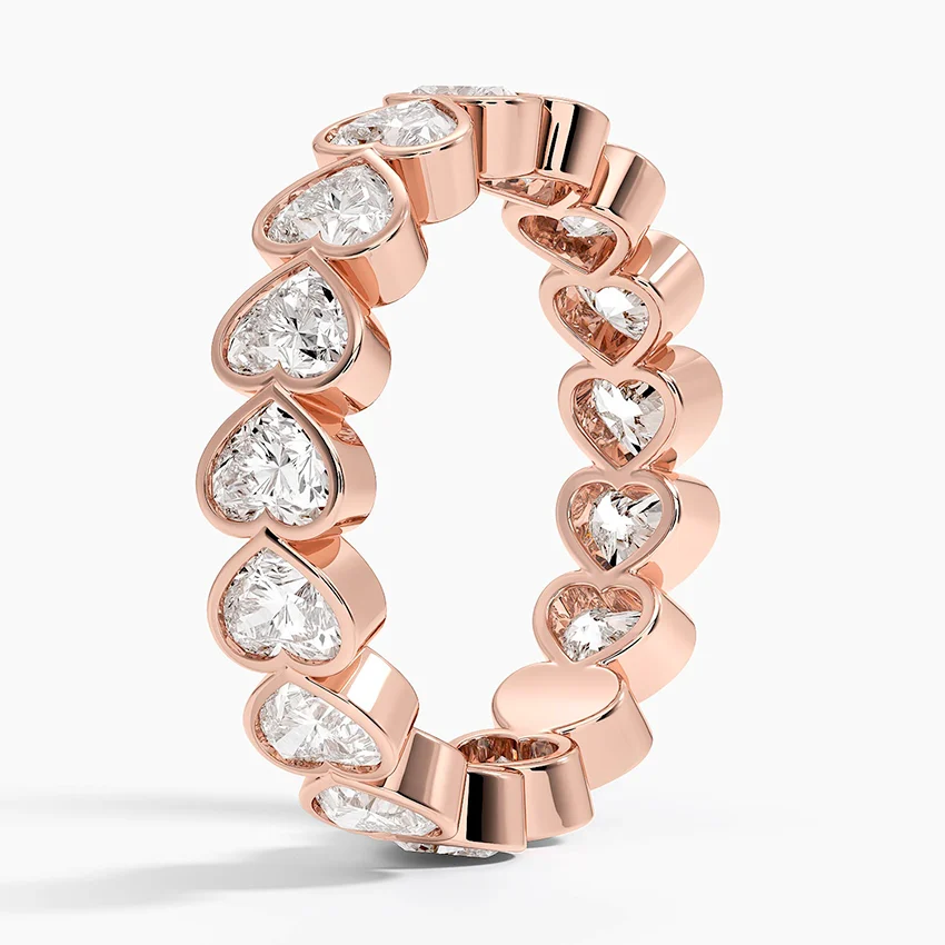 Heart Shape Diamond Eternity Band Ring, Full Eternity Wedding Band, Pear Cut Diamond Ring