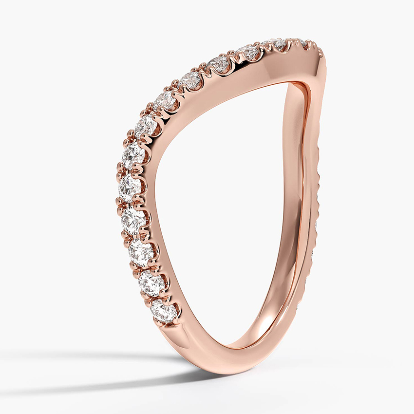 V Shape Diamond Ring, Chevron Diamond Band, Minimalist Wedding Ring