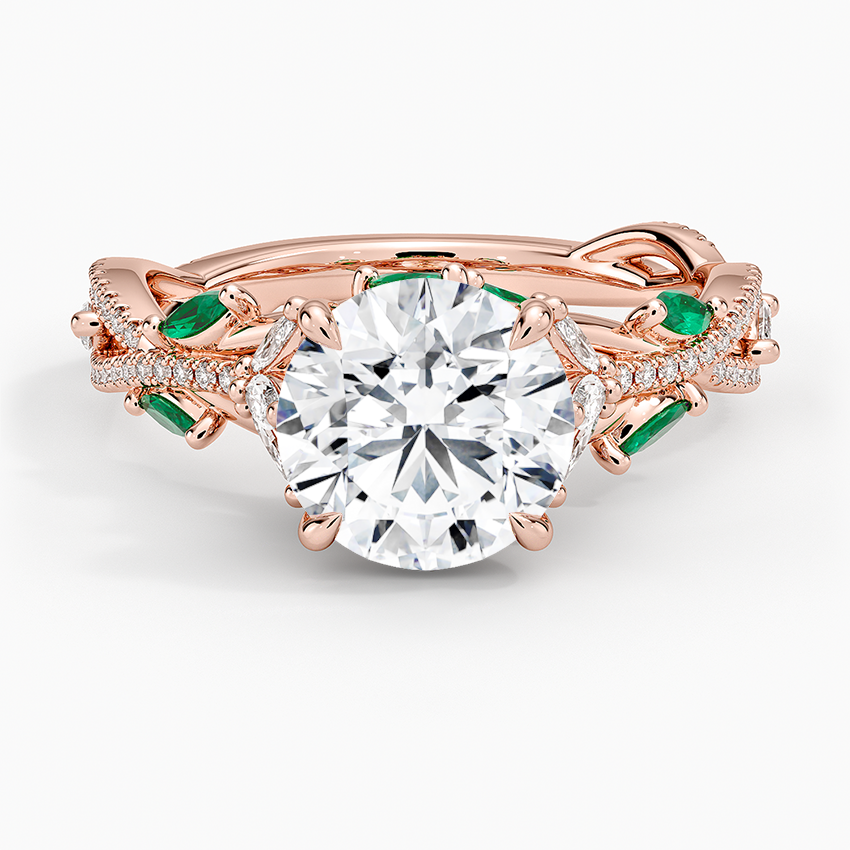Pear Cut Moissanite Engagement Ring, Marquise Side Stone Ring, Solid Gold Promise Ring