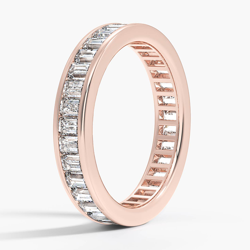 Baguette Diamond Eternity Ring, Full Eternity Band, Gold Wedding Band