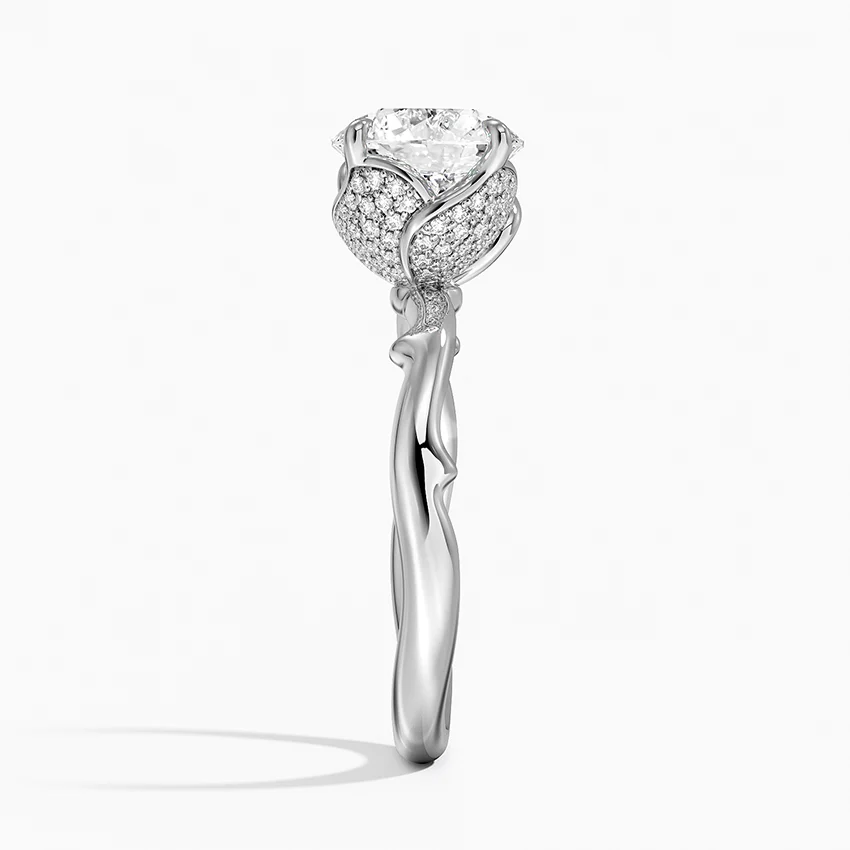 Twisted Band Solitaire Diamond Ring, Round Cut Engagement Ring, Minimalist Gold Promise Ring
