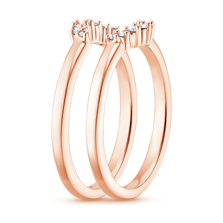 Curved Diamond Ring, Double Crown Wedding Band, Minimalist Stacking Ring