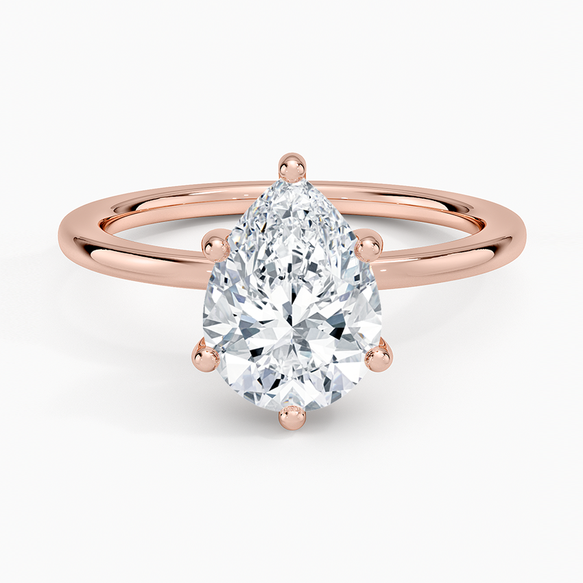 Pear Cut Solitaire Engagement Ring, 6 Prong Teardrop Diamond Ring, Minimalist Promise Ring