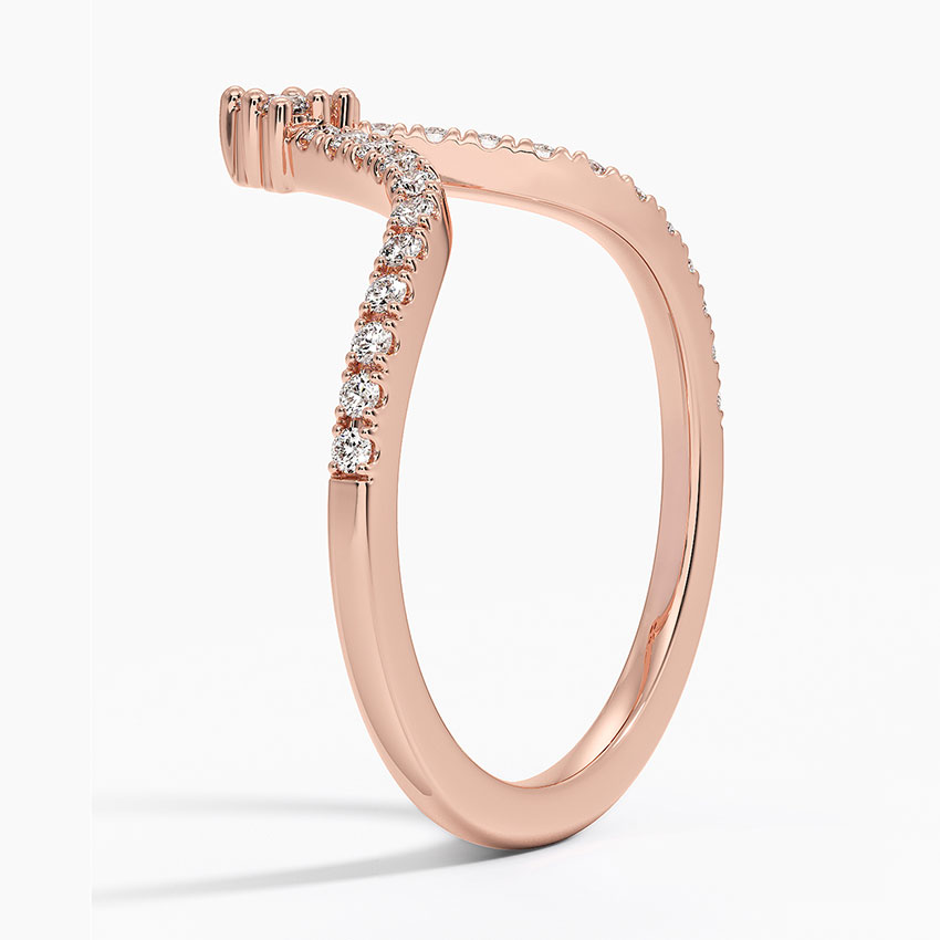 V Shape Diamond Ring, Chevron Wedding Band, Curved Diamond Ring