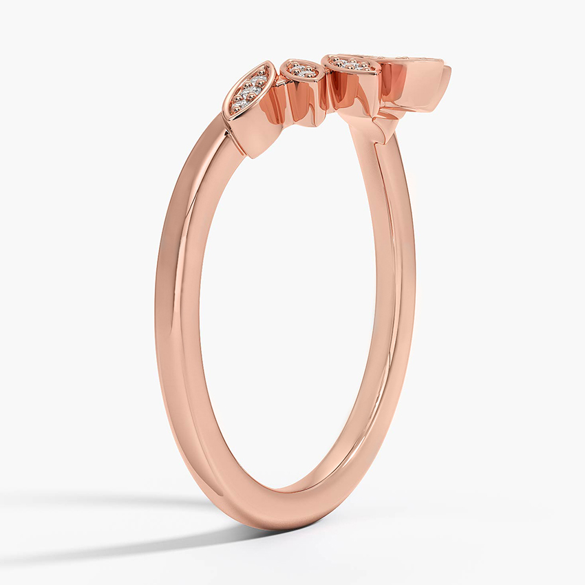 Marquise Diamond Chevron Ring, Leaf Cluster V Band, Minimalist Wedding Band