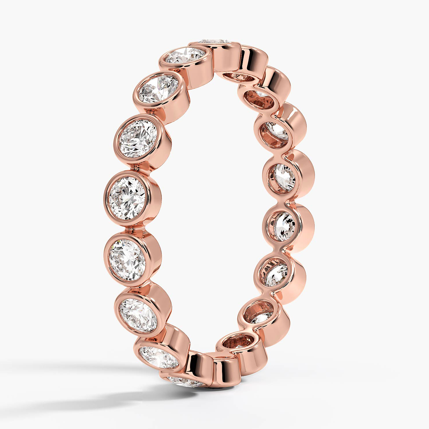 Round Cut Bezel Set Diamond Eternity Band, Full Eternity Wedding Ring, Minimalist Stackable Anniversary Ring