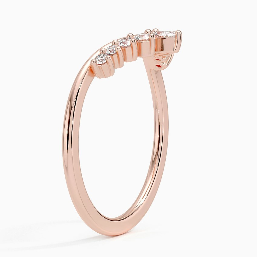 V Shape Diamond Chevron Ring, Curved Wedding Band, Minimalist Stacking Ring