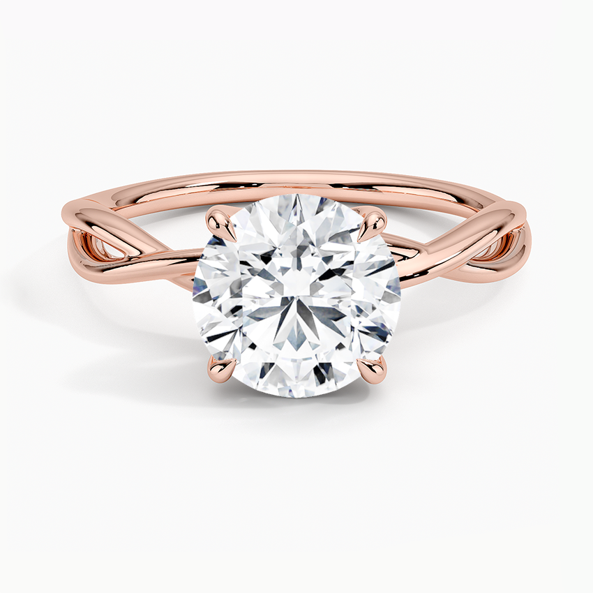 Twisted Solitaire Engagement Ring, Round Cut Moissanite Ring, Unique Infinity Twist Band Ring