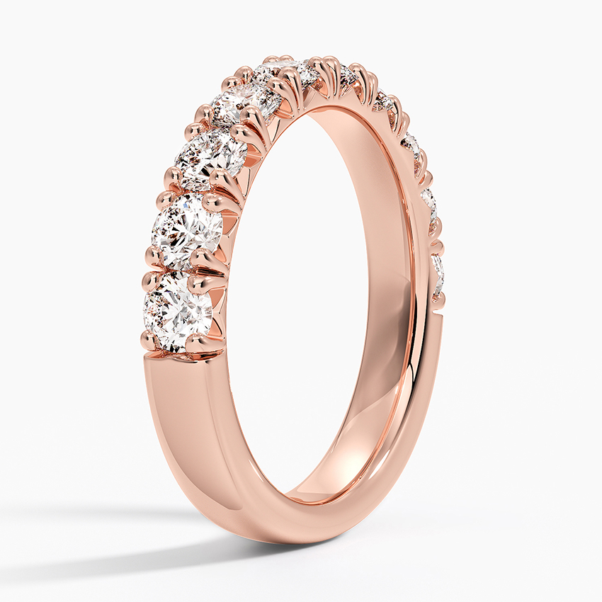 Round Cut Diamond Eternity Band Ring, Half Eternity Diamond Ring, Anniversary Gift for Her