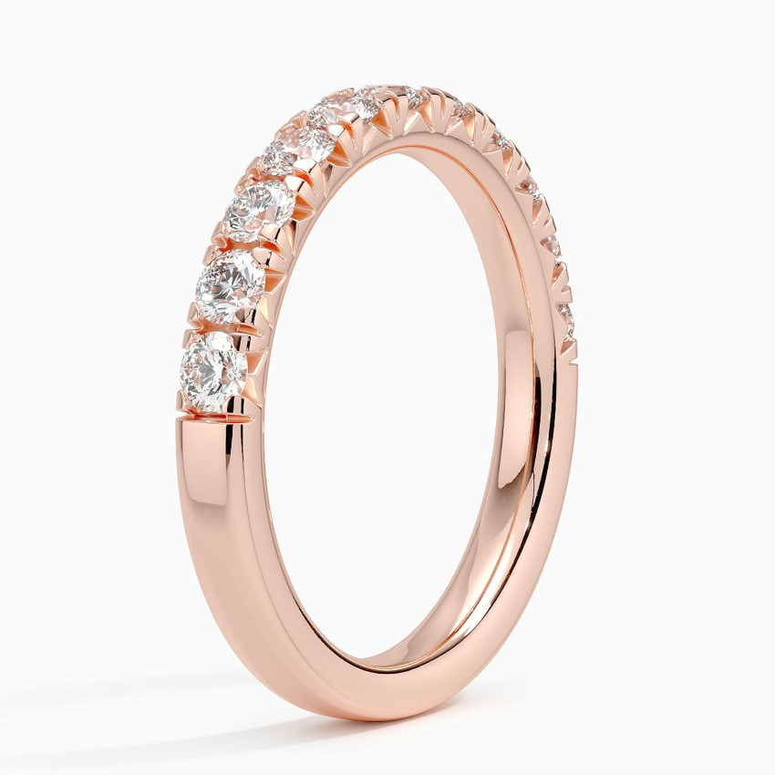 Round Cut Diamond Half Eternity Ring, Minimalist Diamond Stackable Ring, Anniversary Gift for Her