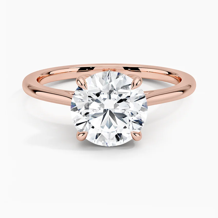 Round Cut Solitaire Diamond Engagement Ring, Classic 4 Prong Setting, Minimalist Proposal Ring