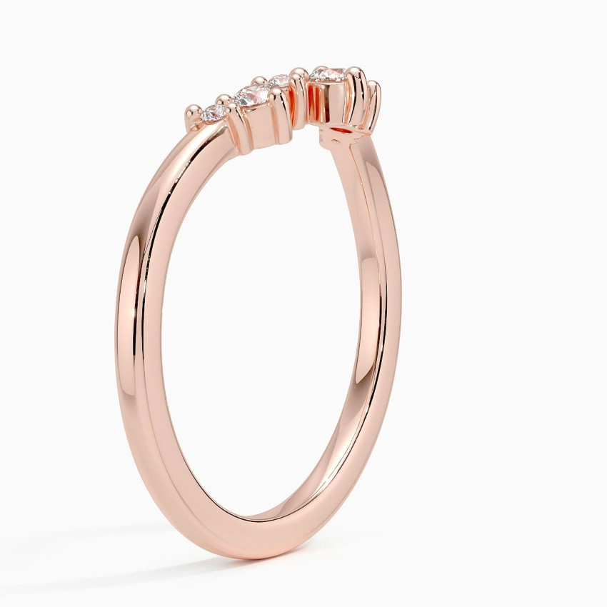 V-Shaped Diamond Ring, Chevron Diamond Wedding Band, Stackable Curved Ring