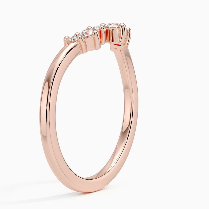 V-Shaped Diamond Ring, Chevron Diamond Wedding Band, Stackable Curved Ring