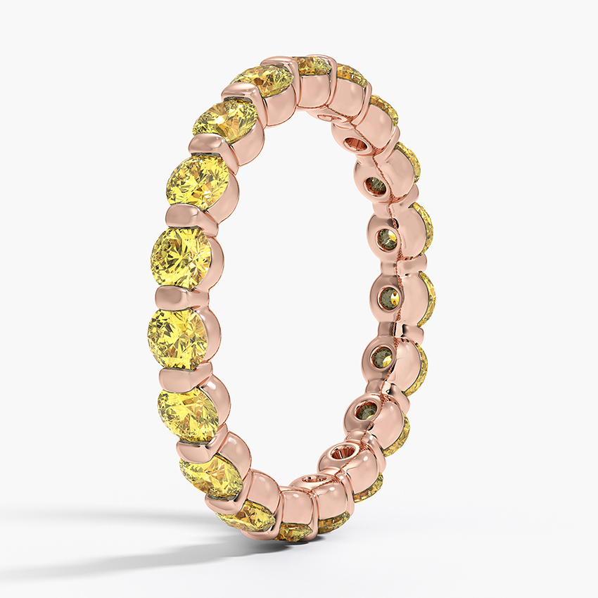 Yellow Diamond Eternity Band Ring, Full Eternity Wedding Band, Round Cut Yellow Diamond Ring