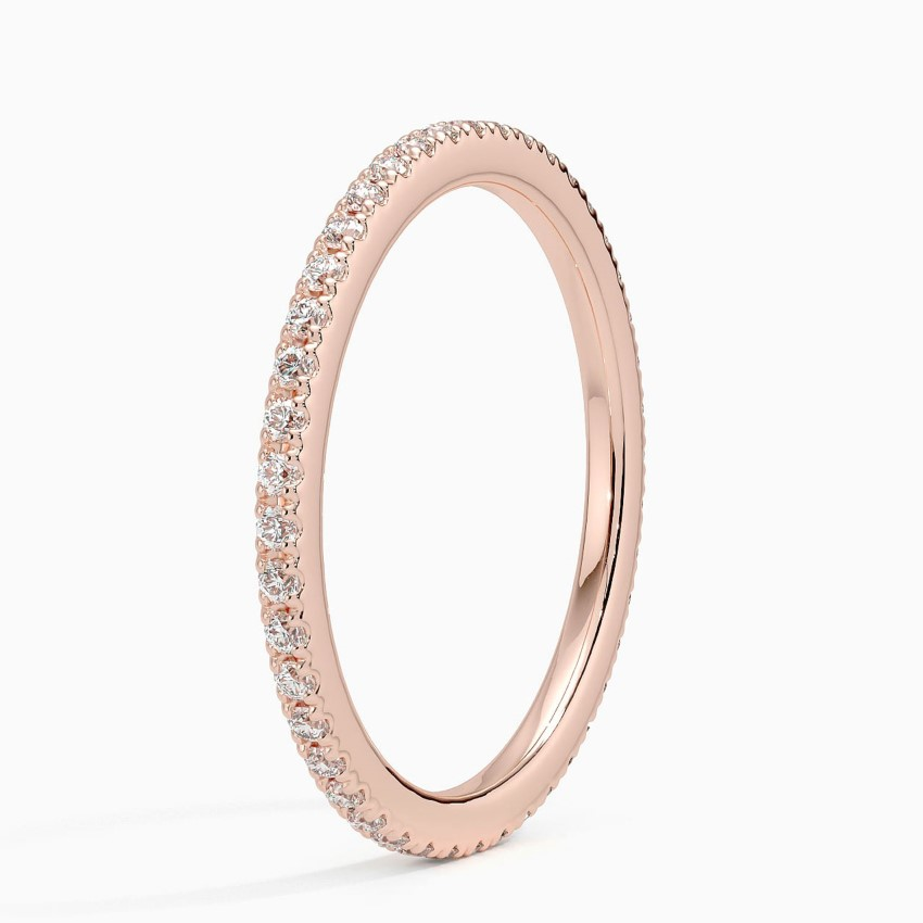Minimalist Diamond Wedding Band Ring, Thin Half Eternity Ring, Dainty Stacking Ring