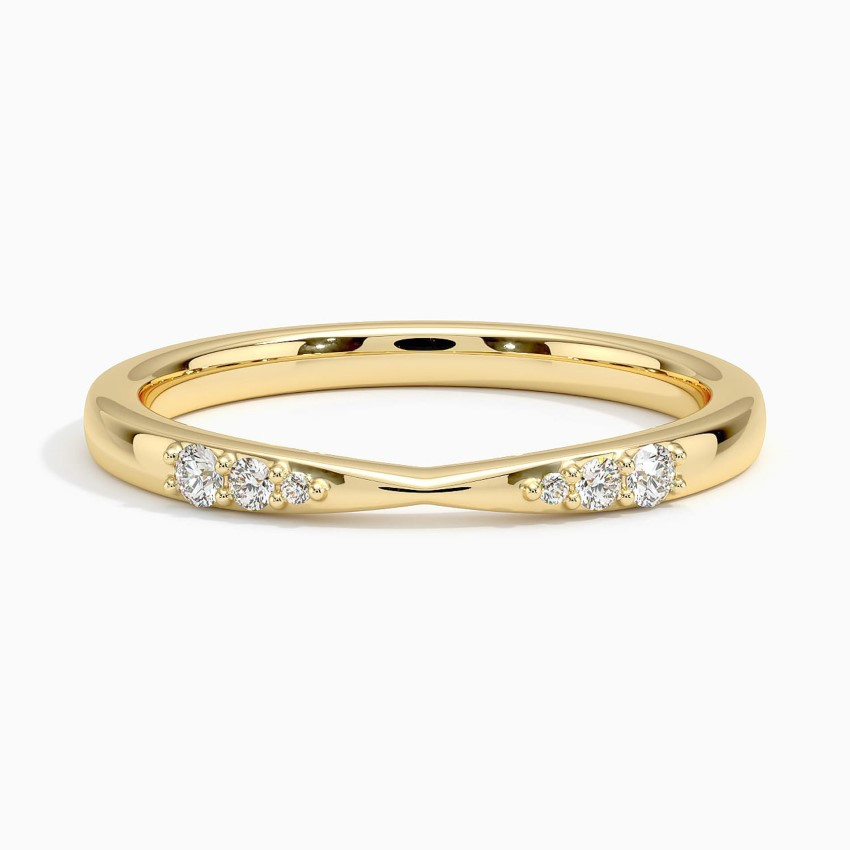 V-Shaped Diamond Wedding Band, Chevron Diamond Ring, Curved Stacking Ring