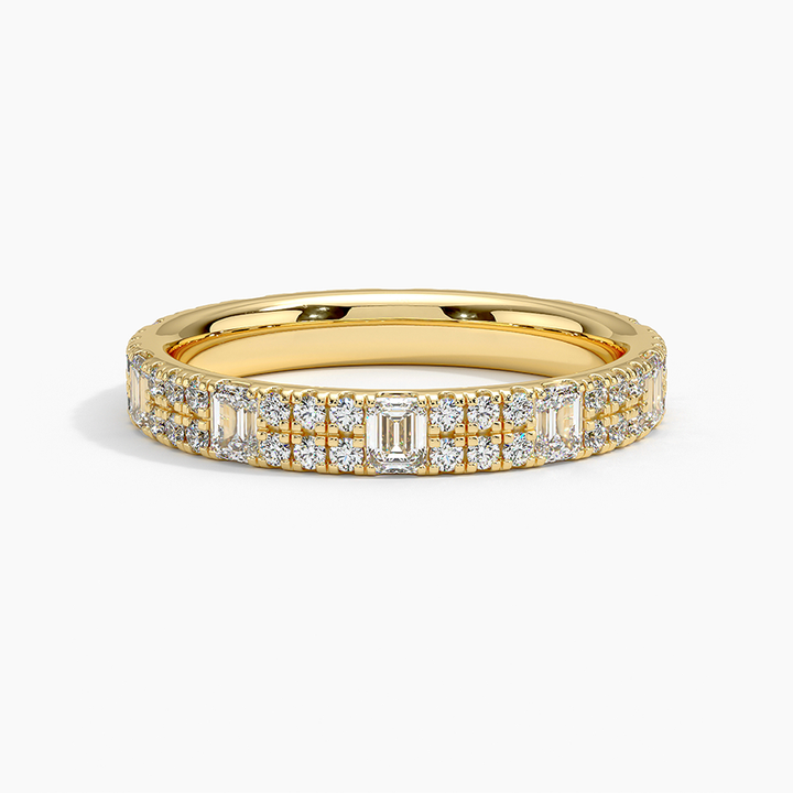 Emerald Cut Diamond Band Ring, Baguette & Round Diamond Wedding Band, Minimalist Eternity Band (Copy)