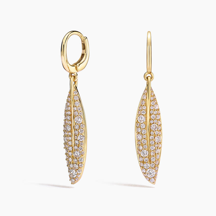 Diamond Marquise Drop Huggie Earrings