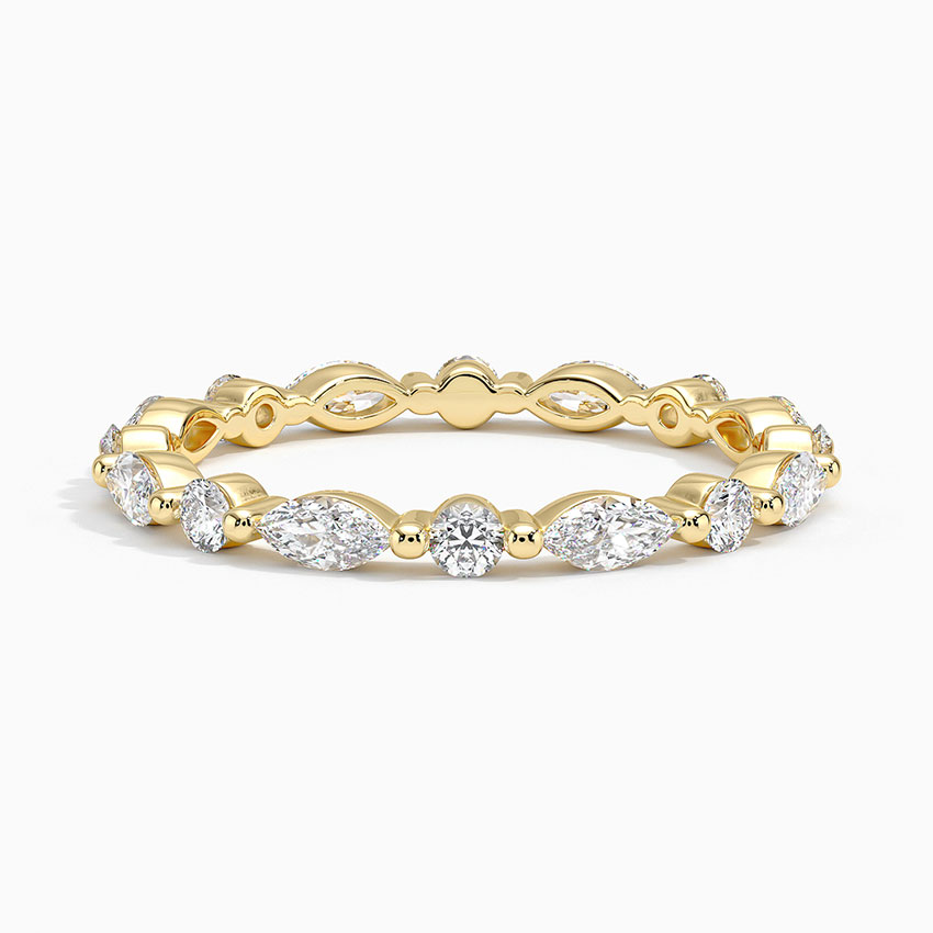 Marquise & Round Diamond Eternity Ring, Full Eternity Wedding Band, Minimalist Stackable Diamond Ring