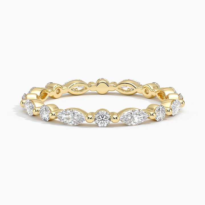 Marquise & Round Diamond Eternity Ring, Full Eternity Wedding Band, Minimalist Stackable Diamond Ring