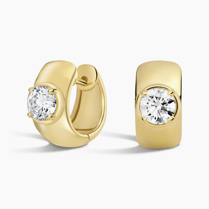 Minimalist Round Diamond Huggie Hoop Earrings, Everyday Luxury Stud Hoops