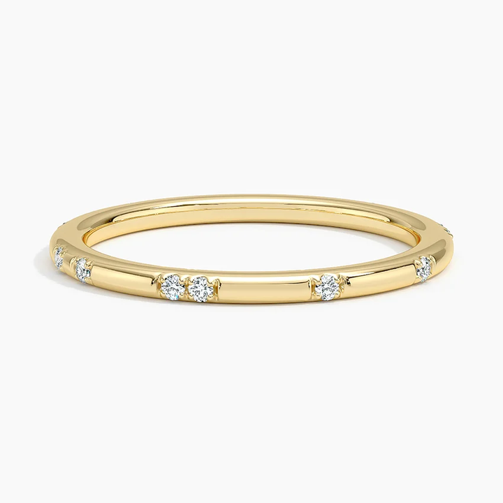 Minimalist Diamond Ring, Bezel Set Diamond Band, Stackable Dainty Ring