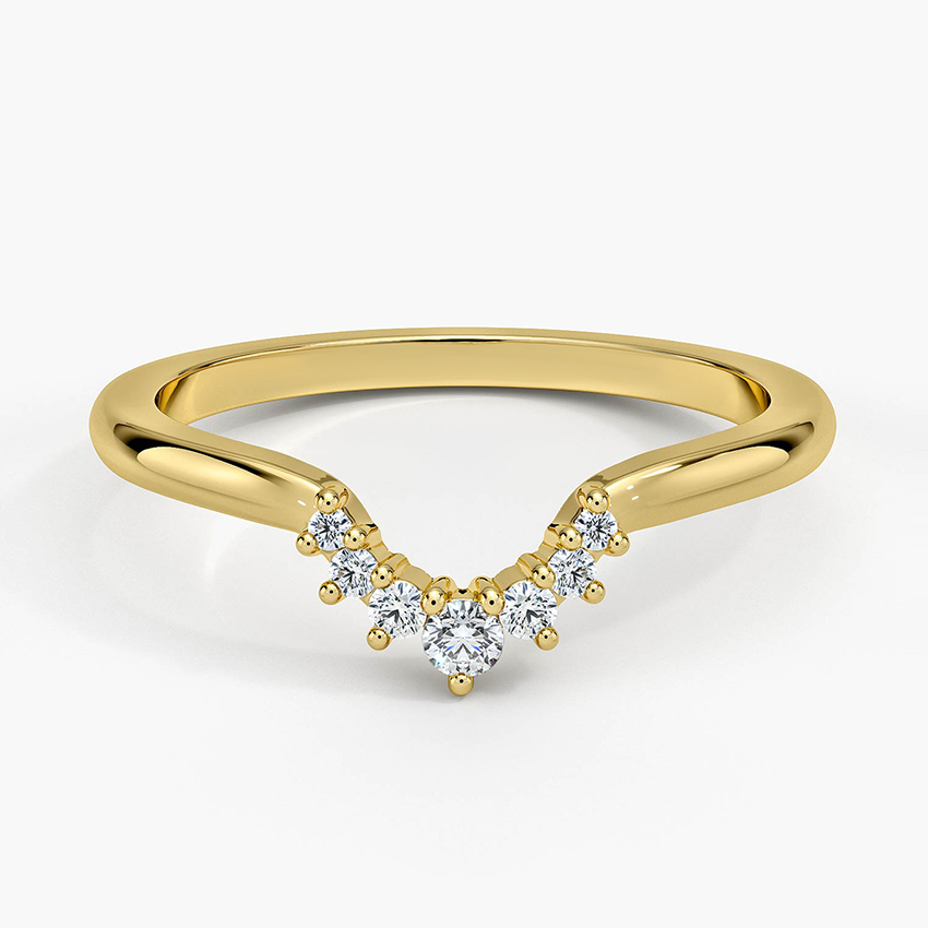 Minimalist V Shape Diamond Ring, Curved Chevron Wedding Band, Dainty Stackable Diamond Ring