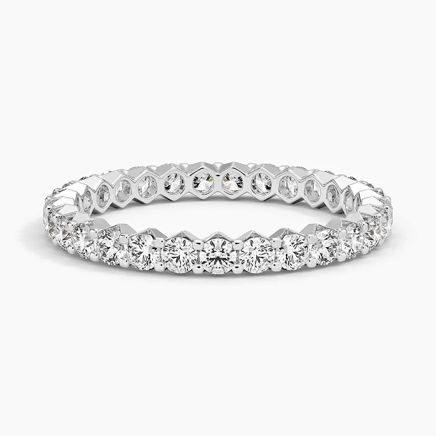 Round Cut Diamond Eternity Band, Full Eternity Wedding Ring, Stackable Anniversary Ring