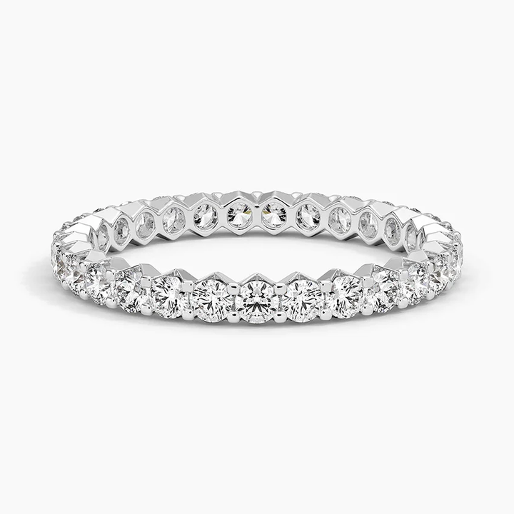 Round Cut Diamond Eternity Band, Full Eternity Wedding Ring, Stackable Anniversary Ring