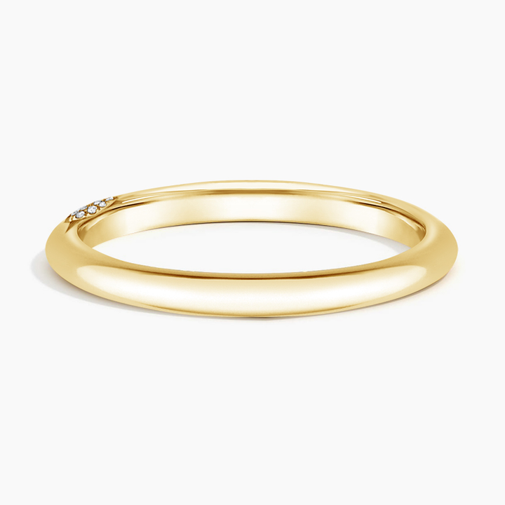 Minimalist Diamond Wedding Band Ring, Gold Stackable Ring, Dainty Diamond Band