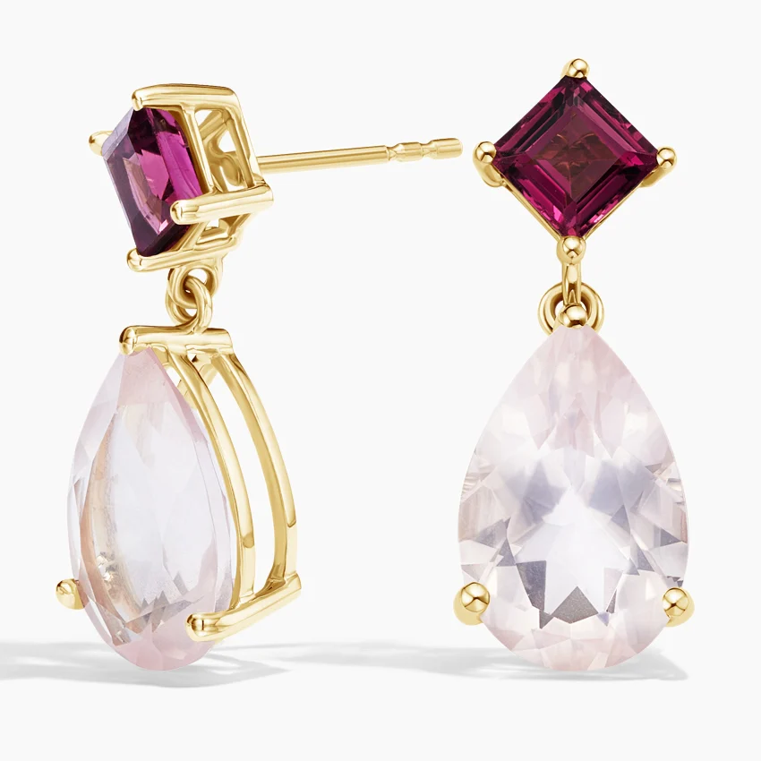 Pear Cut Pink Gemstone Dangle Earrings, Minimalist Bridal Jewelry