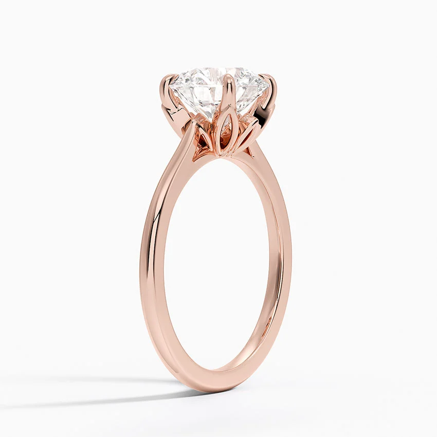 Round Cut Solitaire Diamond Engagement Ring, Classic 4 Prong Setting, Minimalist Proposal Ring