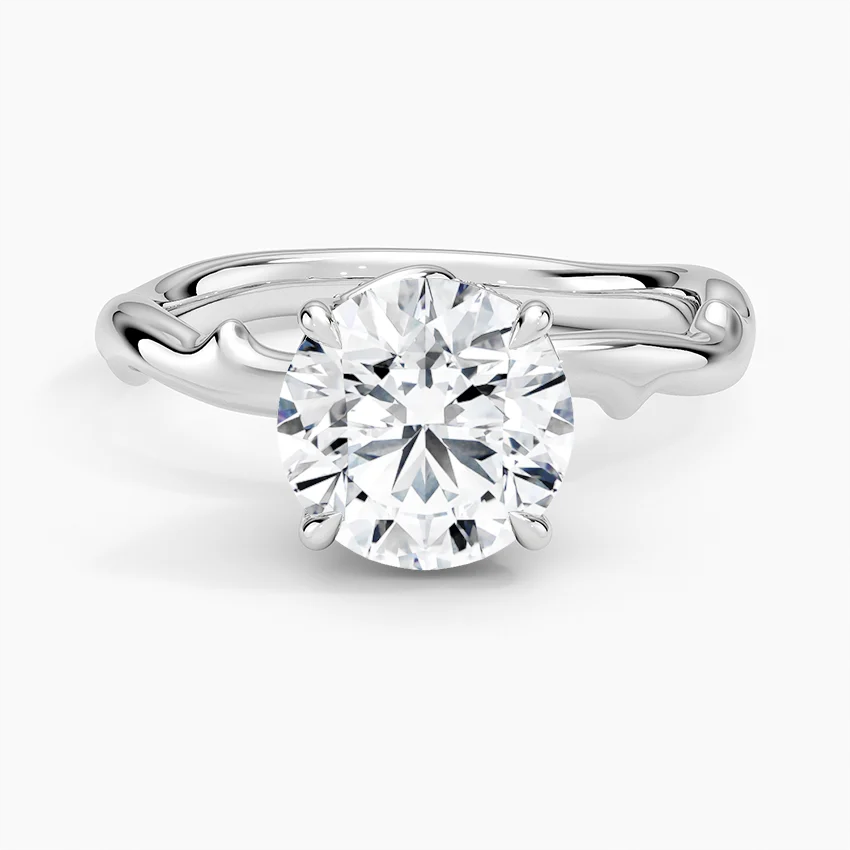 Twisted Band Solitaire Diamond Ring, Round Cut Engagement Ring, Minimalist Gold Promise Ring