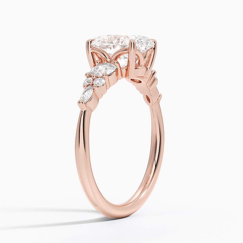 Oval Cut Moissanite Engagement Ring with Side Stones, 3 Stone Diamond Ring in 14K/18K Gold, Rose Gold & White Gold, Vintage Inspired Bridal Ring