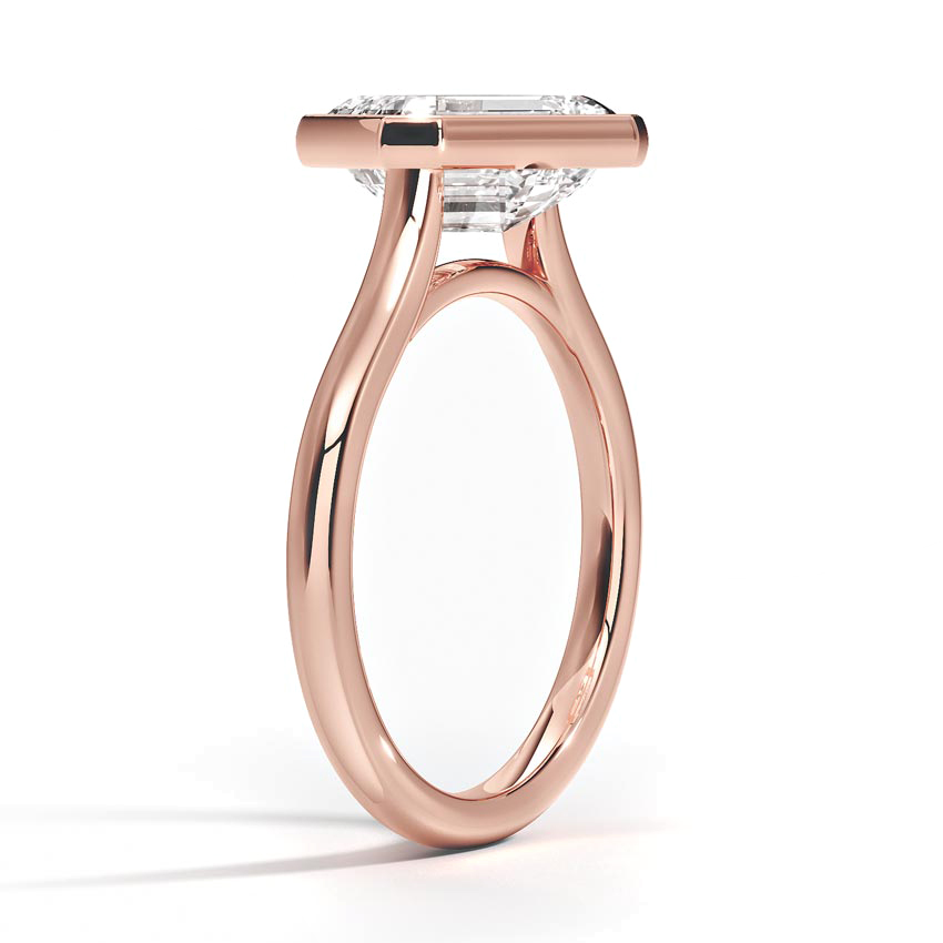 Emerald Cut Diamond Bezel Engagement Ring, Minimalist Solitaire Ring, Modern Promise Ring
