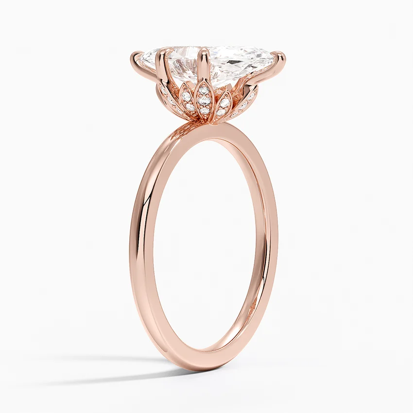 Marquise Cut Solitaire Diamond Engagement Ring, 4 Prong Setting, Minimalist Promise Ring