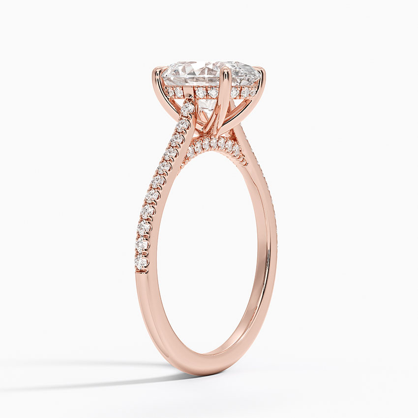 Oval Cut Moissanite Engagement Ring, Pavé Diamond Band Ring, Bridal Promise Ring