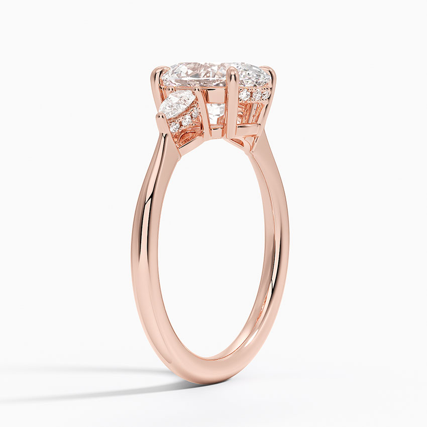 Oval Cut Diamond Engagement Ring with Marquise Side Stones, 3 Stone Ring,Minimalist Bridal Ring